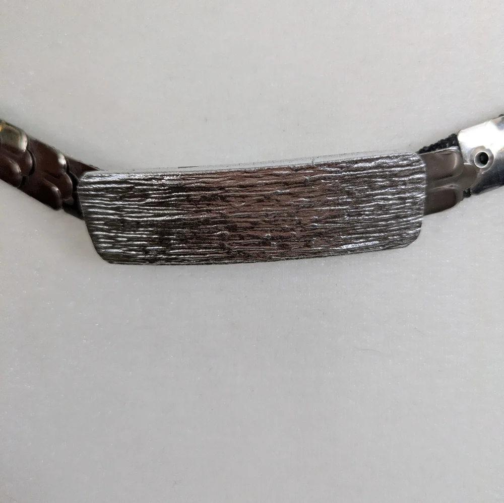 Vintage Silver‎ Tone Fish Scale Elastic Stretch Belt 26